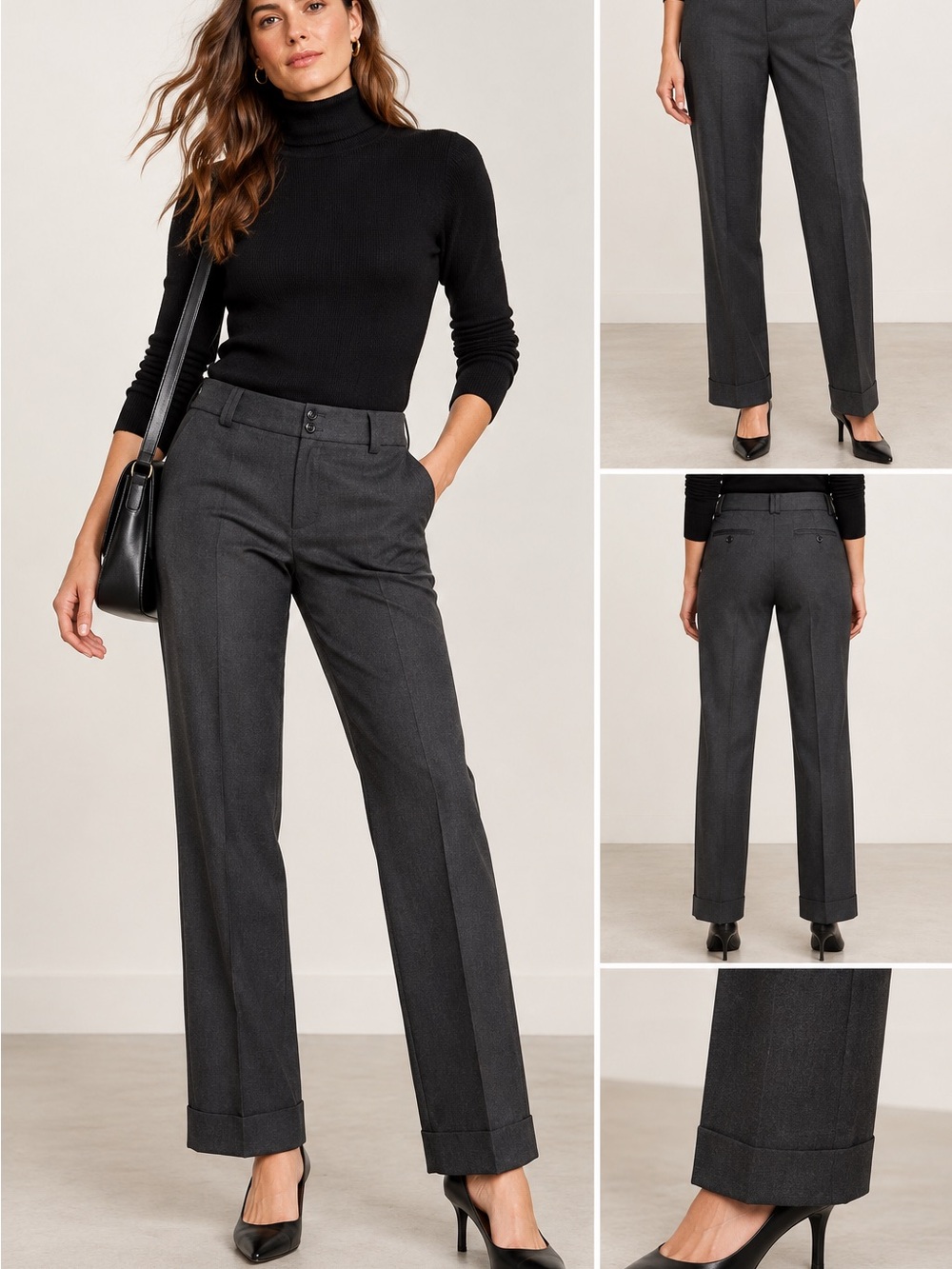 Banana Republic Martin Fit Wool Trousers Size 8 Charcoal Gray, Office Chic